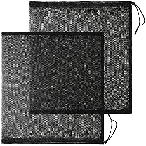 Shappy 2 Stück Große Pumpe Barriere Bag 19 x 20 Zoll Teichpumpe Filterbeutel Pumpe Mesh Bag Fein Mesh Aquarium Filter Medien Tasche mit Kordelzug für Aktivkohle Teich Fischtank Outdoor, Schwarz von Shappy