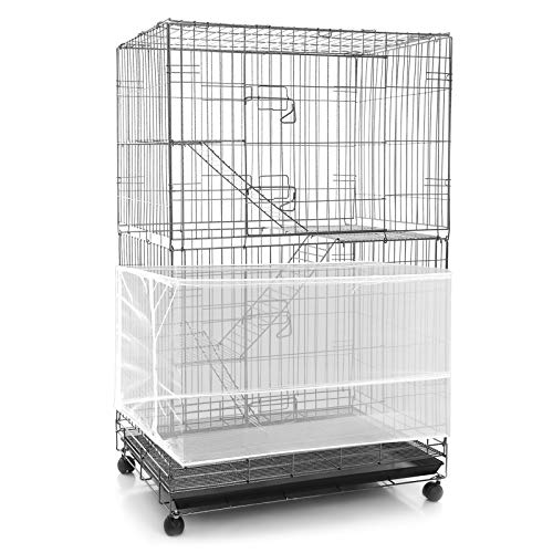 Shappy Extra Große Verstellbare Vogelkäfig Abdeckung Samen Feder Fänger Vogelkäfig Nylonnetz Netzabdeckung Weich Luftiger Rockschutz für Papageien Sittich Ara (Weiß) von Shappy