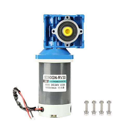 24V Gleichstrommotor, Schneckengetriebemotor 1800 U/min Drehzahlverstellbarer 8-poliger Motor 5D90GN-RV30 90W mit Selbsthemmung(10K) von Sharainn