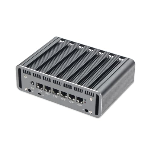 Sharevdi Lüfterlose Firewall Mini PC 12. CPU Intel N100(bis zu 3.4GHz), 6 x Intel 2.5GbE i226 LAN Ports, Netzwerk Gateway Soft Router, Firewall Appliance AES NI/HD/Wi-Fi 8GB DDR5 128GB M.2 NVME SSD von Sharevdi