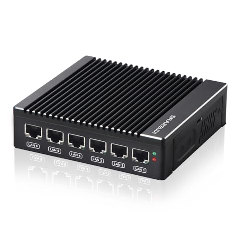 Sharevdi Micro Firewall Appliance, Lüfterloser Mini PC Intel N3700 4Cores/4Threads, 6X Intel i226-V LAN,AES-NI,DDR3 8GB SSD 128GB Router Netzwerk Sicherheit USB3.0/VGA/HD Sharevdi Micro Firewall Appliance, Lüfterloser Mini PC Intel N3700 4Cores/4Threads, 6X Intel i226-V LAN,AES-NI,DDR3 8GB SSD 128GB Router Netzwerk Sicherheit USB3.0/VGA/HD von Sharevdi