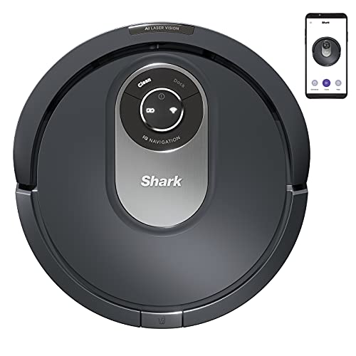 Shark AI Saugroboter, Staubsauger-Roboter mit Anti Hair Wrap,Teppich und Hartboden, Roboterstaubsauger, 90 Min Laufzeit, manuelle und App-Steuerung, Grau, RV2001EU von Shark