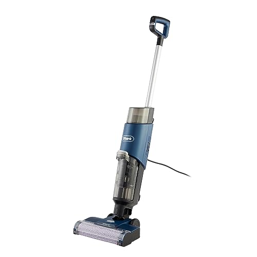 Shark HydroVac Kabelgebundener Nass Trockensauger, antimikrobieller Bürstenrolle, Mehrzwecklösung geruchsneutralisierend, 7,6m Kabel, selbstreinigender Bodenreiniger, saugt & wischt, Blau WD100EU von Shark