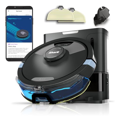 Shark Matrix Plus 2-in-1 selbstentleerter Wisch- & Saugroboter mit LiDAR Home Mapping & Kantenreinigung, für Teppiche, Hartböden & Tierhaare, Anti-Allergen, selbstaufladend, WiFi/App, Schwarz von Shark