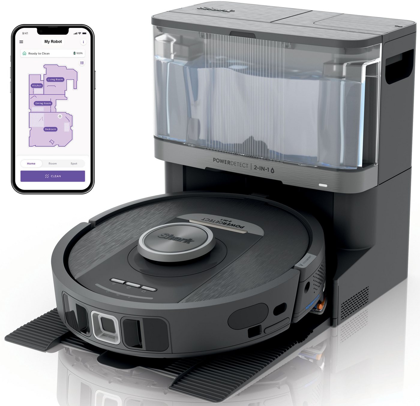 Shark Nass-Trocken-Saugroboter PowerDetect NeverTouch Pro 2-in-1 Saug- und Wischroboter RV2800YEEU von Shark