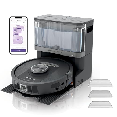 Shark PowerDetect 2-in-1 Saug- und Wischroboter, NeverTouch 30 Tage selbstentleerend, selbstnachfüllend mit 3D & LiDAR-Navigation, NeverStuck-Hindernisumgehung, Schwarz RV2800YEEU von Shark