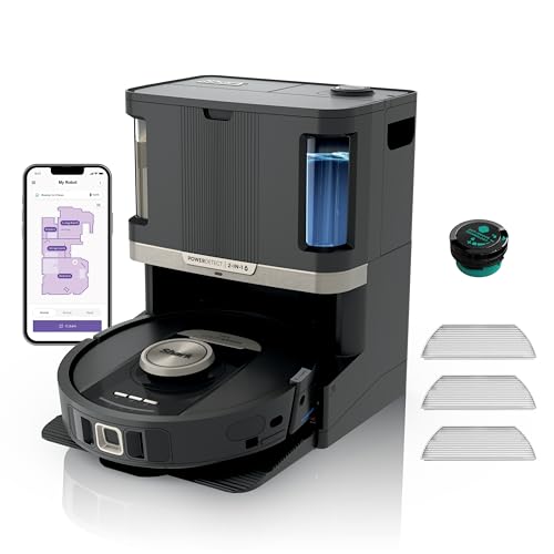 Shark PowerDetect 2-in-1 Saugroboter mit Wischfunktion und Absaugstation, Selbstreinigend und -nachfüllend, Selbstentleerend bis zu 60 Tage, für Tierhaare, Teppich & Hartböden, Beutellos, schwarz von Shark