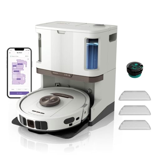 Shark PowerDetect 2-in-1 Saug- und Wischroboter, NeverTouch Pro 60 Tage selbstentleerend, selbstnachfüllend mit 3D & LiDAR-Navigation, NeverStuck-Hindernisumgehung, Weiß/Mokka RV2800ZEEUWH von Shark