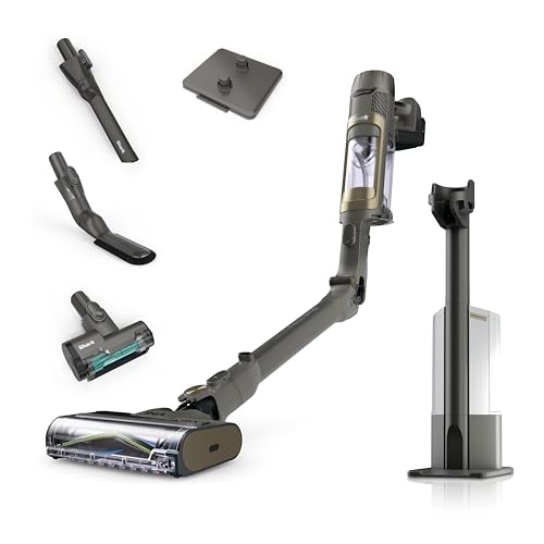 Shark PowerDetect Clean & Empty Akku-Staubsauger, PowerFins Detect, Reverse Clean, 2L-Selbstentleerstation, Anti-Hair Wrap Plus, 70 Min., leicht, Tierhaar- & Multi-Oberflächen-Aufsätze, Grau IP3225EUT von Shark