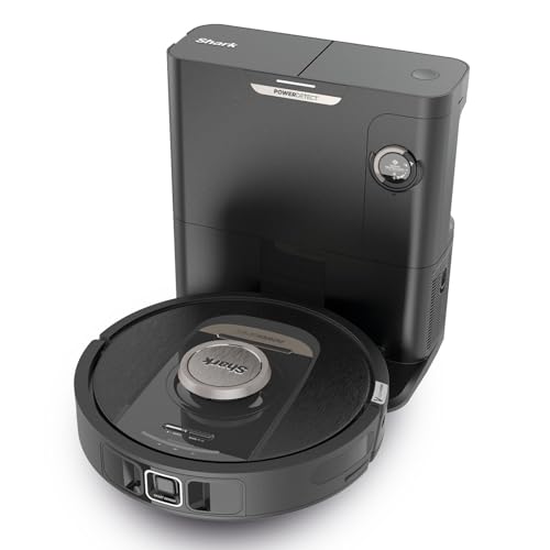 Shark PowerDetect Saugroboter selbstleerend mit 3D- & LiDAR-Navigation, Anti-Allergen- & Anti-Geruch-Basis, NeverStuck-Hindernisumgehung, für Teppiche, Hartböden & Tierhaare, WiFi/App, Schwarz von Shark
