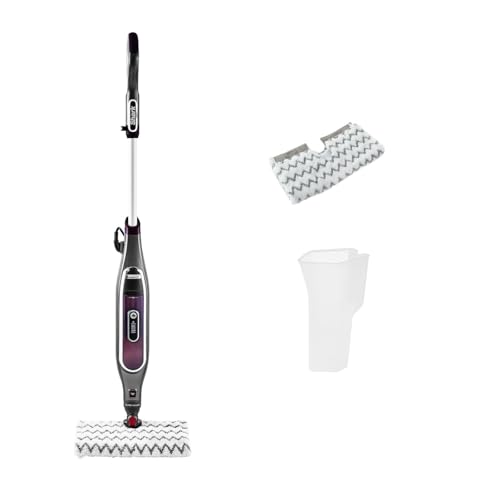 Shark automatischer Klik n' Flip Dampfreiniger für Hartböden mit intelligenter Dampfsteuerung, Steam-Blaster, mit 2 waschbaren Reinigungspads, 350 ml, 6m Kabel, Grau/Bordeaux S6003EU von Shark