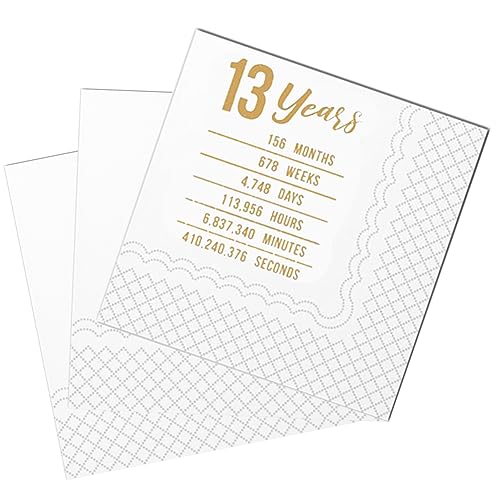 SharkBliss Lustige Cocktail-Servietten 13. Geburtstag, 50 Stück Papierservietten, 2-lagig, 12x12 cm (Gold, 13 Years ...) von SharkBliss