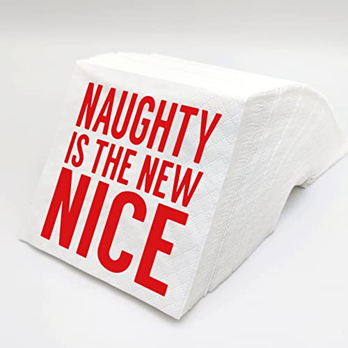 SharkBliss Naughty Or Nice Weihnachtsservietten, 100 Stück, Rot, Motiv: Naughty Is The New Nice Papierservietten für Weihnachten, Feiertage, Tischdekoration, 2-lagig, 12,7 x 12,7 cm (Naughty Is The von SharkBliss