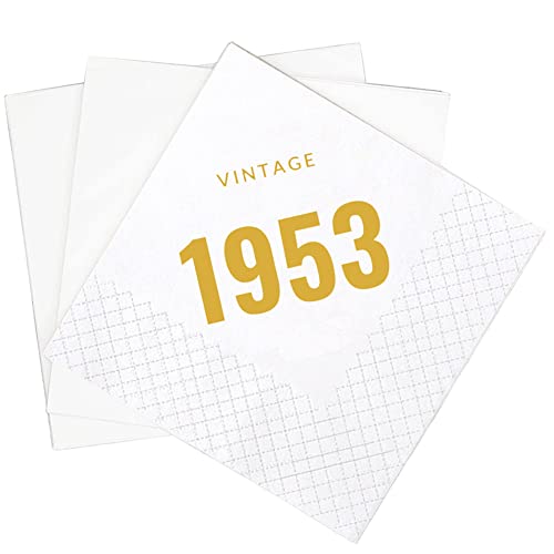 SharkBliss Vintage 1953 Cocktail-Servietten zum 70. Geburtstag, 100 Stück, Gold, Vintage 1953, 70. Geburtstag, Papierservietten für ihn, 70. Geburtstag, 2-lagig, 12,7 x 12,7 cm (Vintage 1953) von SharkBliss