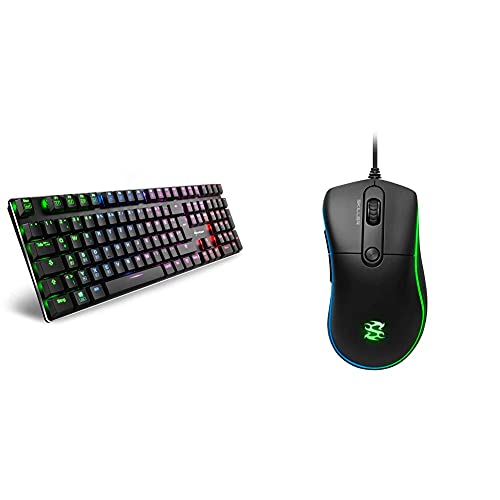 Sharkoon PureWriter RGB Mechanische Low Profile-Tastatur (RGB Beleuchtung, Blaue Schalter, Flache Tasten) Blau Schalter & Skiller SGM2 RGB Gaming Maus, optisch 6400 DPI, Ergonomische Form Mehrfarbig von Sharkoon