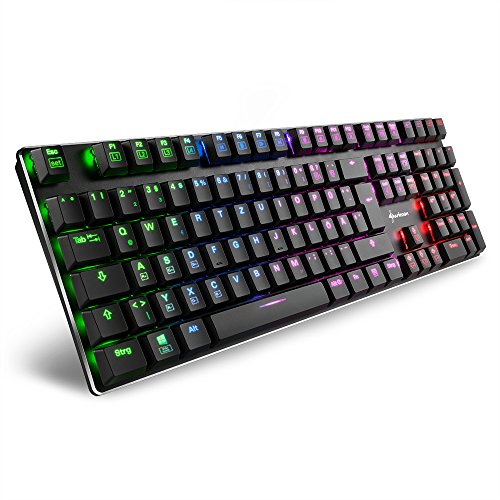 Sharkoon PureWriter RGB Mechanische Low Profile-Tastatur (RGB Beleuchtung, blaue Schalter, flache Tasten, Beleuchtungseffekte, abnehmbarem USB Kabel) Schwarz von Sharkoon