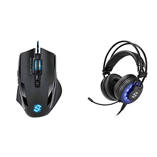 Sharkoon Skiller SGM1 Gaming Maus mit Makrotasten (10800 DPI, RGB-Beleuchtung, 12 Tasten) schwarz & Skiller SGH2 Stereo Gaming Headset (50-mm-Lautsprecher, Extra-Große Ohrpolster) schwarz von Sharkoon