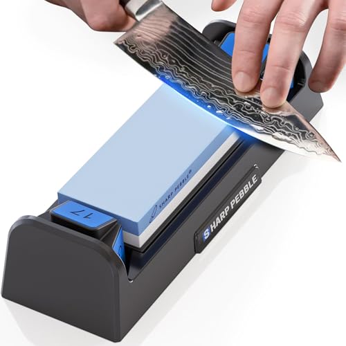 Sharp Pebble Messerschärfstein-Set, Körnung 1000/6000, Nassstein, integrierte Winkelführungen 15/17/20/22 Grad, Profi-Schleifstein-Set mit Kunststoffbasis von Sharp Pebble