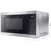 Sharp YC-MG02E-S Mikrowelle Silber 800W mit Display, Grillfunktion von Sharp