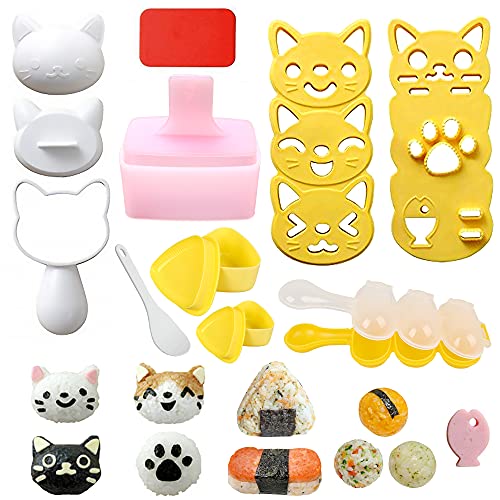 Cute Cat Rice Ball Molds 6 Sets Sushi Molds Bento Box Accessories Kits with 1PC Musubi Maker Press Mold, 2PCS Gimbap Molds Triangle and 1PC Rice Ball Mold Shaker for DIY Fun Lunch Box Picnic Tool von SharpCost