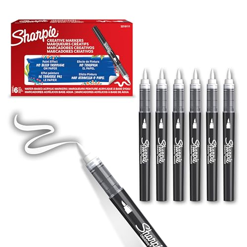 Sharpie Creative Marker Acryl-Farbstifte | Wasserbasierte Farbmarker mit Pinselspitze | Schulsachen | Weiß | 6 Stück Sharpie Creative Marker Acryl-Farbstifte | Wasserbasierte Farbmarker mit Pinselspitze | Schulsachen | Weiß | 6 Stück von Sharpie