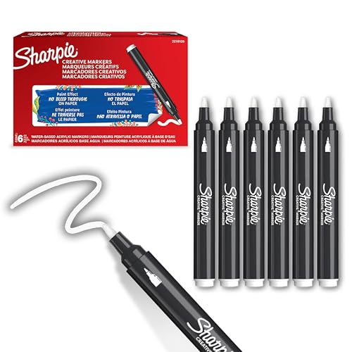 Sharpie Creative Marker Acryl-Farbstifte | Wasserbasierte Farbmarker mit Rundspitze | Schulsachen | Weiß | 6 Stück Sharpie Creative Marker Acryl-Farbstifte | Wasserbasierte Farbmarker mit Rundspitze | Schulsachen | Weiß | 6 Stück von Sharpie