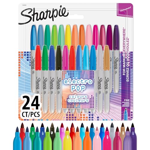 Sharpie Permanent Marker | Marker Stifte mit feiner Spitze | gemischte Electro Pop- und Originalfarben | 24 Stück Market Set von Sharpie