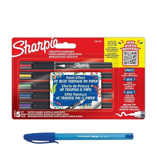 Sharpie Set Creative Acrylic Markers 5 Count Brush Tip + Paper Mate Pen Gift Sharpie Set Creative Acrylic Markers 5 Count Brush Tip + Paper Mate Pen Gift von Sharpie