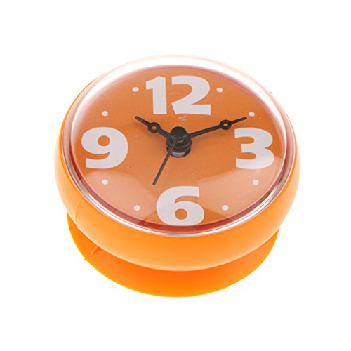 Sharplace Baduhr Badezimmeruhr Uhr Wanduhr Saugnapf Farbwahl, Orange von Sharplace