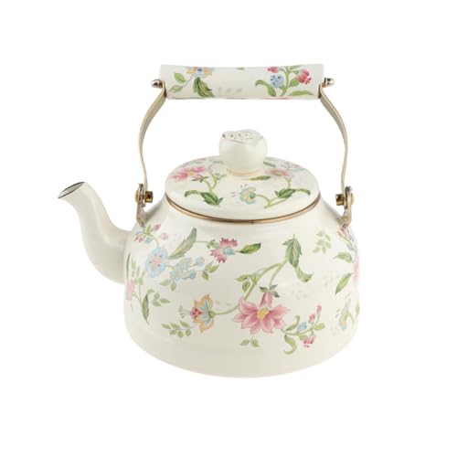 Sharplace 2,5 l Emaille-Teekessel, Wasserkessel, hitzebeständig, Saftbehälter mit Deckel, nostalgischer Teekessel, Wasserkocher für kaltes Haushaltswasser, Blume von Sharplace