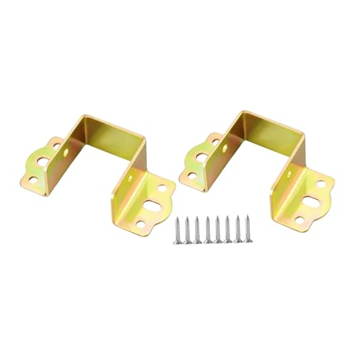 Sharplace 2x Bettgitterbeschläge Scharniere Heavy Duty für Etagenbetten Kopfteilzubehör mit Schrauben Stützen Zubehör Bettrahmenhalterungen, Gold von Sharplace