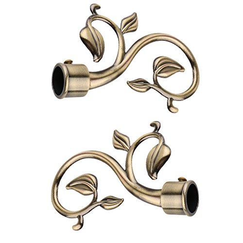 Sharplace 2pcs Gardinenstange Endstücke Deko, Klassische Blattforme Endknöpfe für 22mm Gardinenstangen, Vorhangstange Dekoration für Küche Badezimmer Schlafzimmer - Bronze von Sharplace