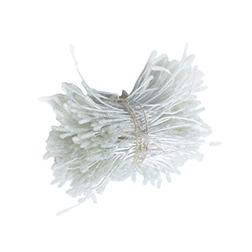 Sharplace 300 Multicolor Staubgefäße Staubblätter für Dekoration mit Perlenkopf-Staubfäden, Weiß, 6.5cm von Sharplace