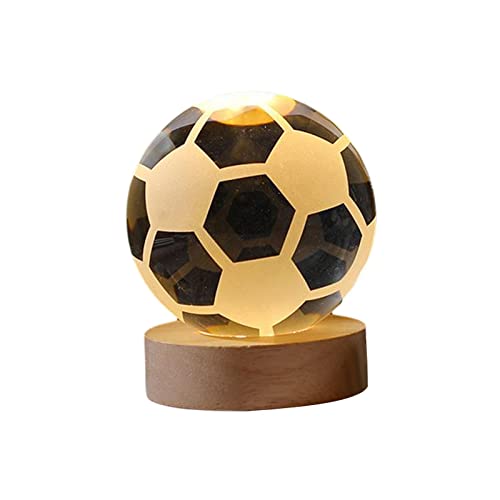 Sharplace 3D Glaskugel Nachtlicht Tischlampe Glaskugel Nachtlampe Lernspielzeug für Schreibtisch Geburtstagsgeschenk, Fußball von Sharplace