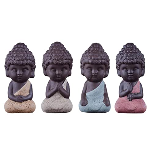 Sharplace 4 STK. Lila Sand Mönch Buddha Figur Skulptur Statuen Set, von Sharplace