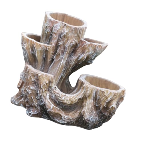 Sharplace Baumstumpf-Blumentopf, Harz, Ornament, Skulptur, Dekore, Organizer, Geschenk, Blumenvase, Blumentopf für Zuhause, Tischdekoration, Desktop, Weiß von Sharplace