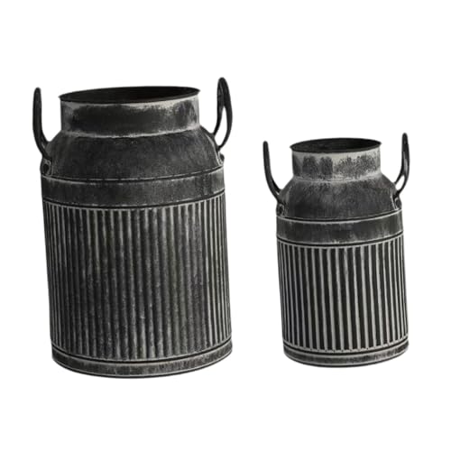 Sharplace Blumentopf aus Metall, rustikale Blumenvase, Metalleimer, rustikaler französischer Landhauskrug, Shabby-Chic-Vase für Bauernhausdekor, Schwarz von Sharplace