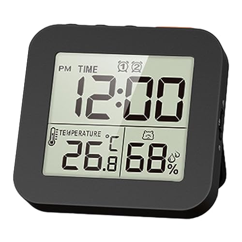 Sharplace Digitale Badezimmeruhr, Dusch-Timer mit Alarm, wasserdichte Uhren für Badezimmer, Küchen-Timer-Uhren, Thermometer-Hygrometer-Wanduhr, Schwarz von Sharplace