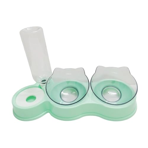 Sharplace Doppelte Katzennäpfe, Tierfutter- und Wassernapf-Set, 3 in 1,15° geneigt mit Wasserspender, Futternapf für Haustiere, erhöhter Katzennapf für kleine, GrÜn von Sharplace