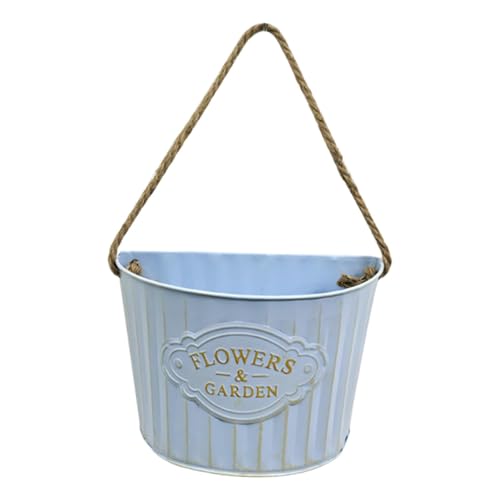 Sharplace Eisen Hängekorb für Pflanzen Halbkreisförmige Wanddekoration mit Aufhängeseil für Wohnung Außenbereich, Blau von Sharplace