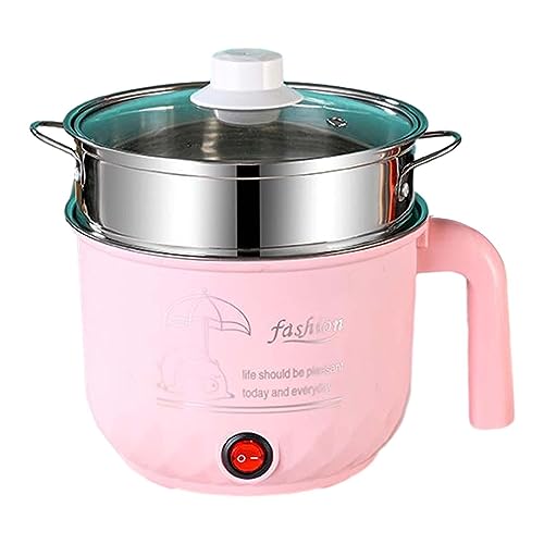 Sharplace Elektrische Hot Pot Topf, Multifunktionaler Elektroherd, Heizpfanne, Kleiner Elektroherd, Mini Suppendampfer, 1, Kochtopf für Nudeln, Ramen, rosa Doppelschicht von Sharplace