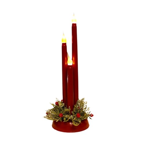Sharplace Flammenlose Weihnachtskerzen LED-Kerzen für Weihnachtsdekorationen Partyzubehör 12 Zoll hohe Ornament-Flammenlose Stabkerze, Rot von Sharplace