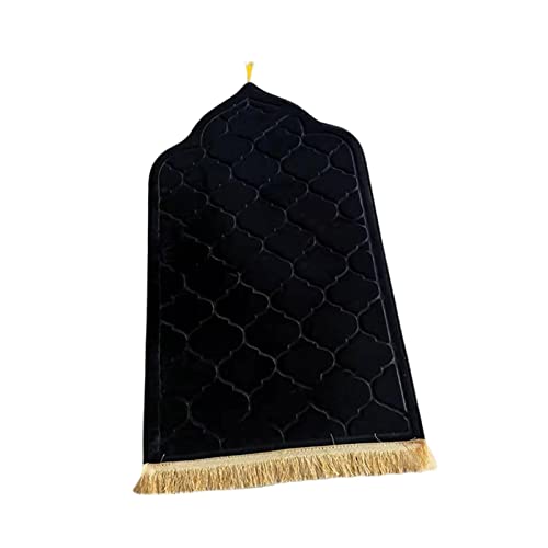 Sharplace Muslimischer Gebetsteppich, Muslim Prayer Rug, Gebet Teppich Matte, Carpet Soft Ramadan, Weich Faltbar Gebetsteppich Bodenteppich für Kinder Frauen Männer Geschenke Ramadan, Schwarz von Sharplace