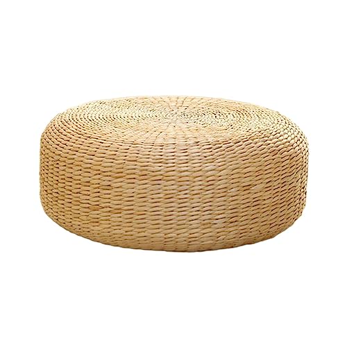 Sharplace Gewebtes Futon-Sitzkissen, Meditationskissen, Yoga-Freizeitkissen, handgefertigtes Rattan-Bodenkissen im japanischen Stil für Wohnzimmer, 50cm Durchmesser von Sharplace