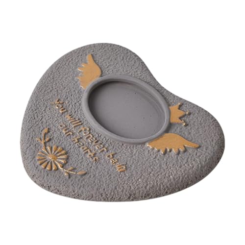 Sharplace Grabstein in Liebesform, Gedenkstein für Haustiere, 13,5 x 15,2 x 1,5 cm, für drinnen und draußen, Garten, Andenken, Grabstein mit Bilderrahmen, Grau von Sharplace