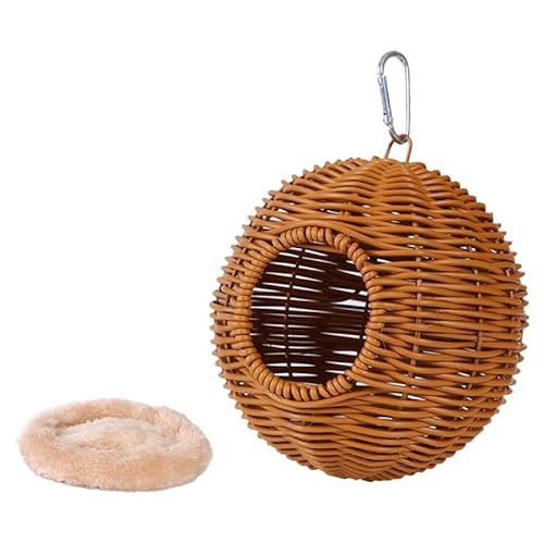 Sharplace Hängendes aus Rattanimitat, Hängemattenbetthütte, Geschenk, handgewebtes Papageienhaus mit Kissen für Blauhäher, kleine und mittelgroße, Einloch-Khaki Sharplace Hängendes aus Rattanimitat, Hängemattenbetthütte, Geschenk, handgewebtes Papageienhaus mit Kissen für Blauhäher, kleine und mittelgroße, Einloch-Khaki von Sharplace