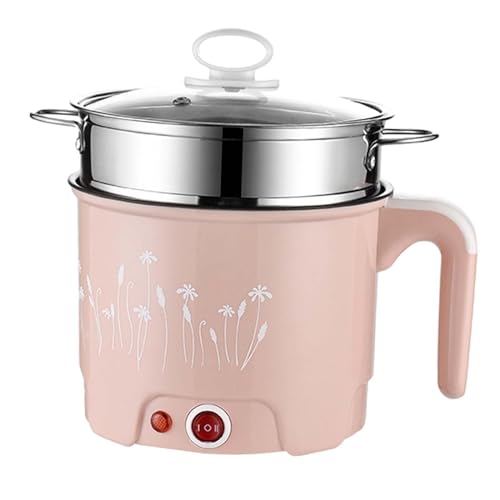 Sharplace Hot Pot Elektrischer Elektroherd Multifunktions-Antihaft-Mini-Ramen-Kocher Mini-Topf für Eier, Haferflocken, Braten, Shabu Shabu, mit Steamer Khaki von Sharplace