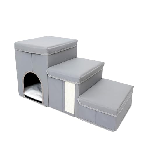 Sharplace Hundetreppe, faltbar, bequem für hohes Bett, mit Spielzeugaufbewahrung, Leiter, Haustierhaus, Hundetreppe, Haustiertreppe für ältere Hunde, kleine, Grau Sharplace Hundetreppe, faltbar, bequem für hohes Bett, mit Spielzeugaufbewahrung, Leiter, Haustierhaus, Hundetreppe, Haustiertreppe für ältere Hunde, kleine, Grau von Sharplace