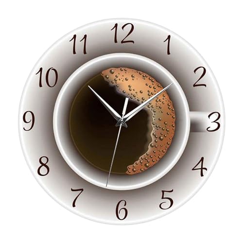 Sharplace Kaffee-Wanduhr, dekorative Kaffeetasse, Bild, Hängeuhr, große Wanduhren für Arbeitszimmer, Café, Küche, Dekoration von Sharplace