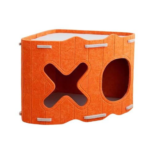 Sharplace Katzenbett-Haus-Tunnel-Kombination, Kratzfest, praktisches Schlafbett für Haustiere, Filz-Katzenhaus zum Ausruhen, Verstecken, Haustierzubehör, Orange Sharplace Katzenbett-Haus-Tunnel-Kombination, Kratzfest, praktisches Schlafbett für Haustiere, Filz-Katzenhaus zum Ausruhen, Verstecken, Haustierzubehör, Orange von Sharplace